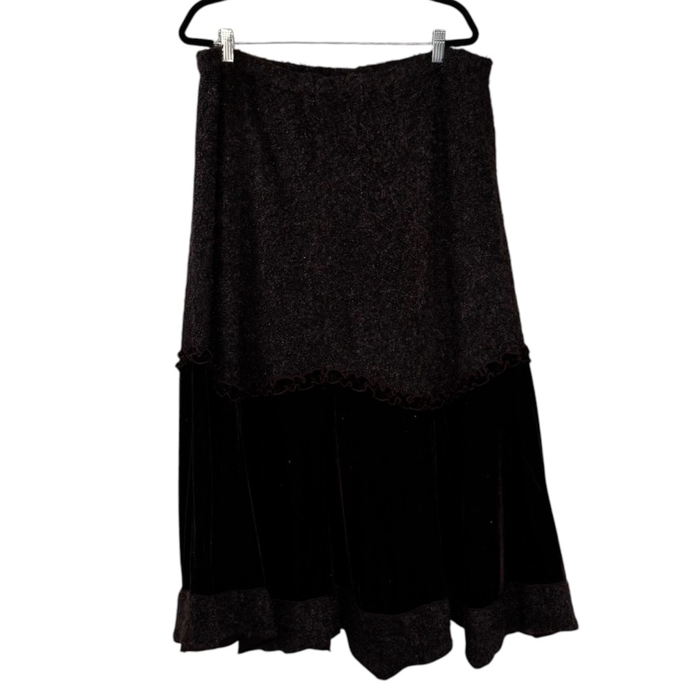 Soft Surroundings Brown Velvet Marled Midi Skirt